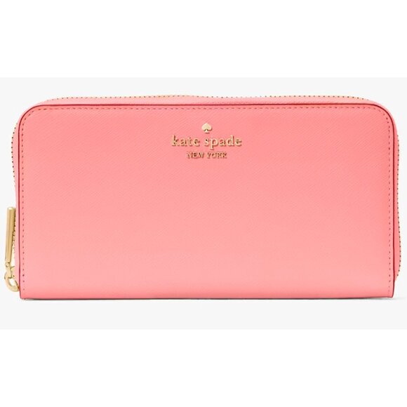 S Kate Spade Madison Large Continental Wallet Peachy Pink Leather KI364 NWT $239 - Picture 1 of 6